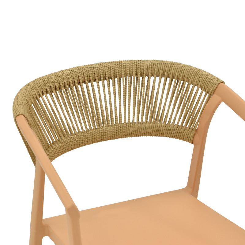 Πολυθρόνα Sillia pakoworld στοιβαζόμενη pp cappuccino απόχρωση με μπεζ rattan 55x52x74.5εκ 6