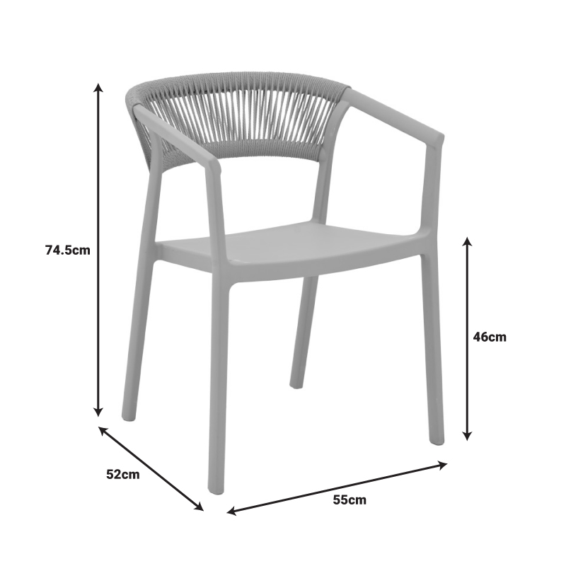 Πολυθρόνα Sillia pakoworld στοιβαζόμενη pp cappuccino απόχρωση με μπεζ rattan 55x52x74.5εκ 8
