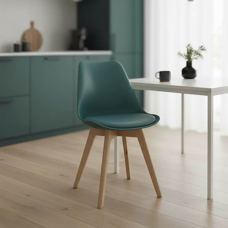 Καρέκλα Gaston pakoworld PP-PU μπλε απόχρωση- φυσικό πόδι 43x51x75εκ 2