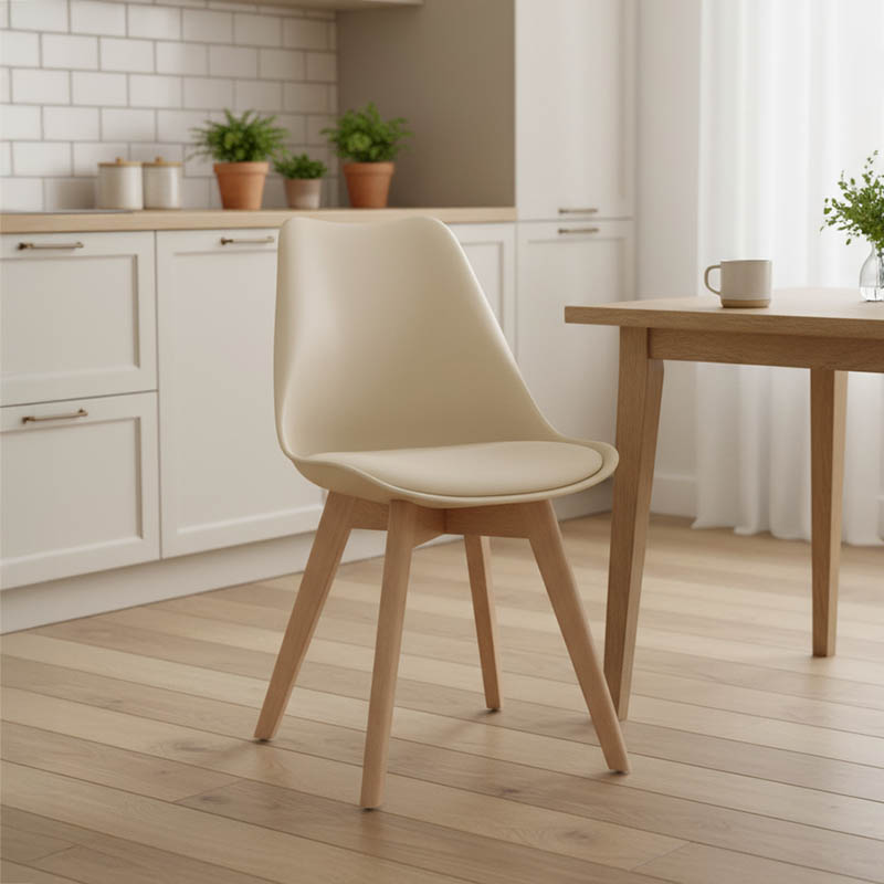 Καρέκλα Gaston pakoworld PP-PU taupe απόχρωση- φυσικό πόδι 43x51x75εκ 2