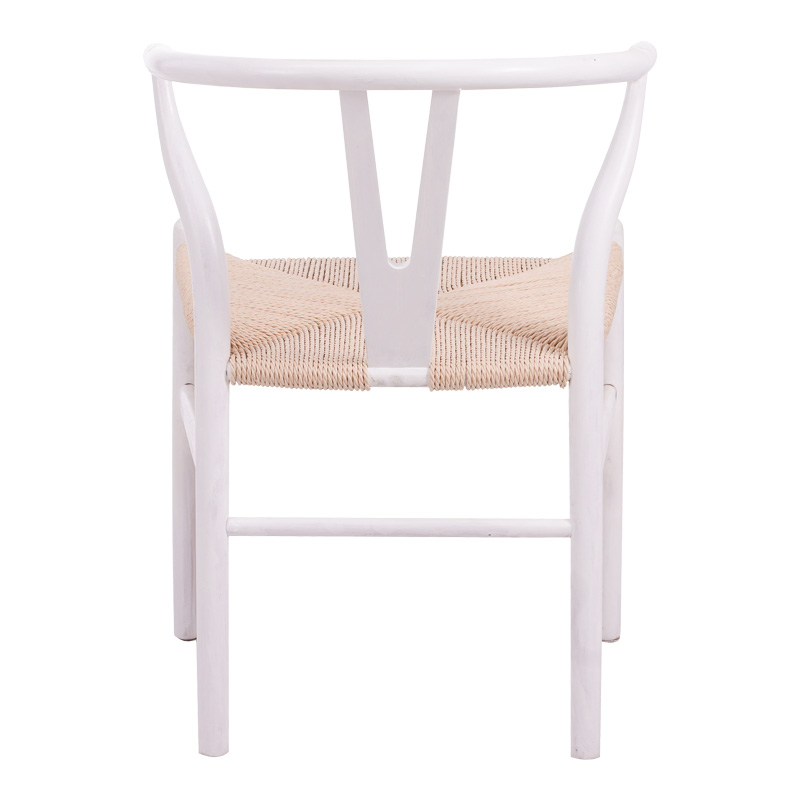 Καρέκλα Wishbone pakoworld rubberwood-σχοινί σε λευκή απόχρωση 53.5x57x74εκ 6