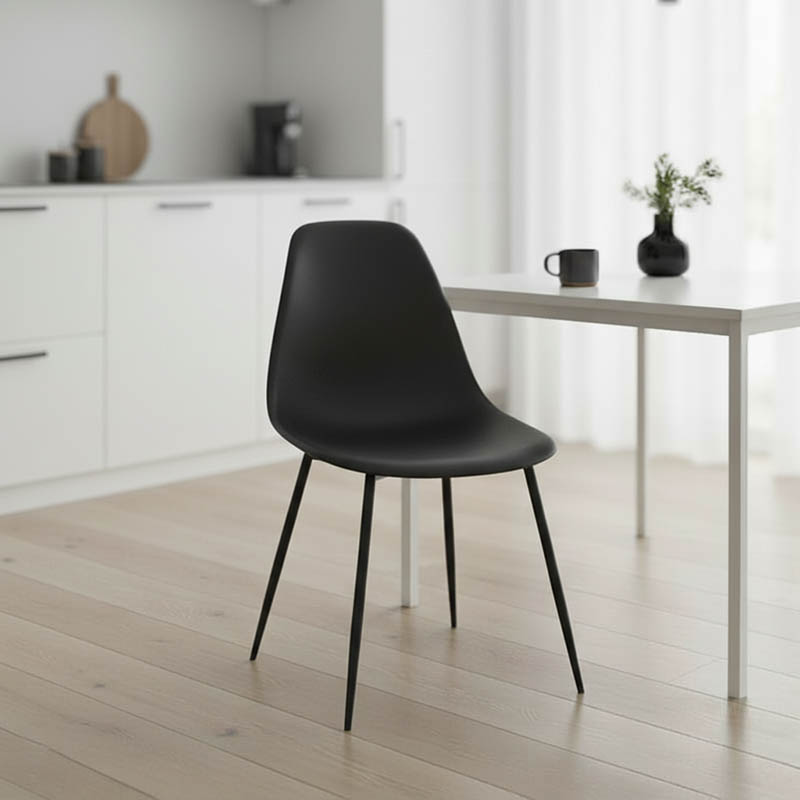 Καρέκλα Ballen pakoworld pp μαύρο με μαύρα μεταλλικά πόδια 41.5x53x84.5εκ 2