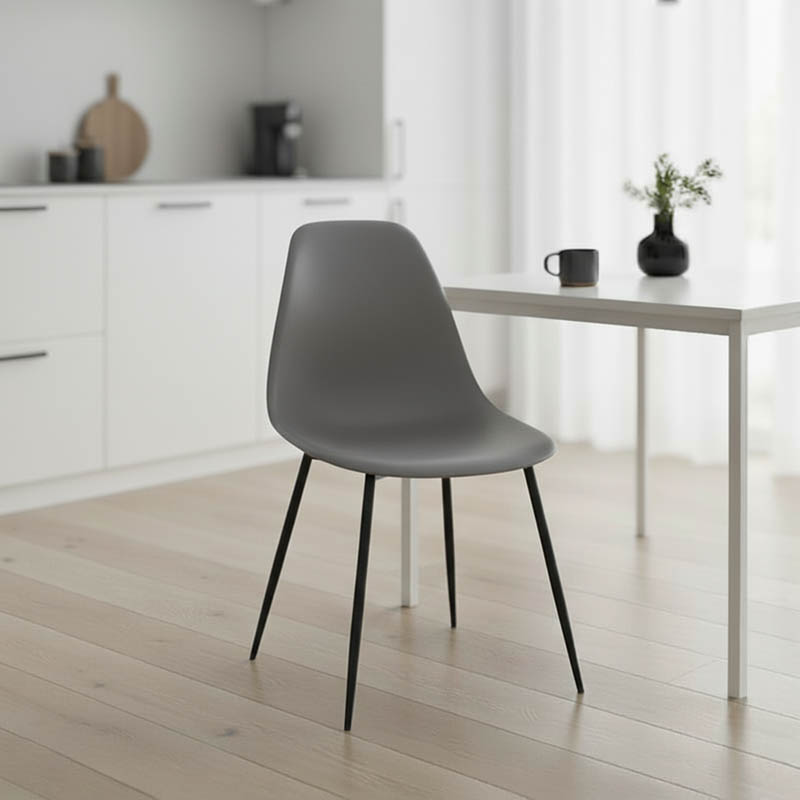 Καρέκλα Ballen pakoworld pp ανθρακί με μαύρα μεταλλικά πόδια 41.5x53x84.5εκ 2