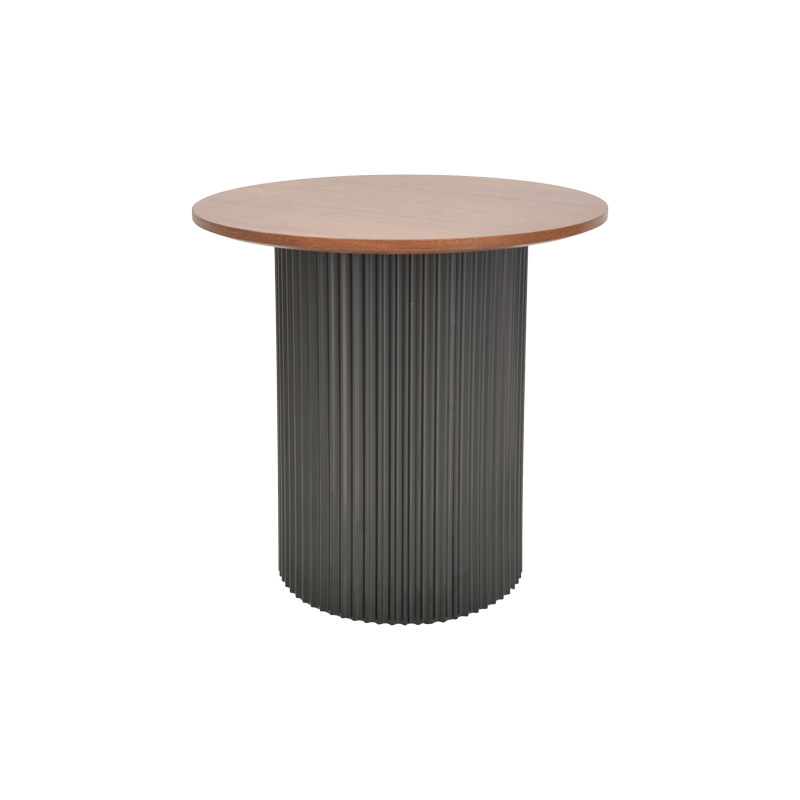 Βοηθητικό τραπέζι Dovel pakoworld mdf σε καρυδί-μαύρο μέταλλο Φ50x50εκ 2