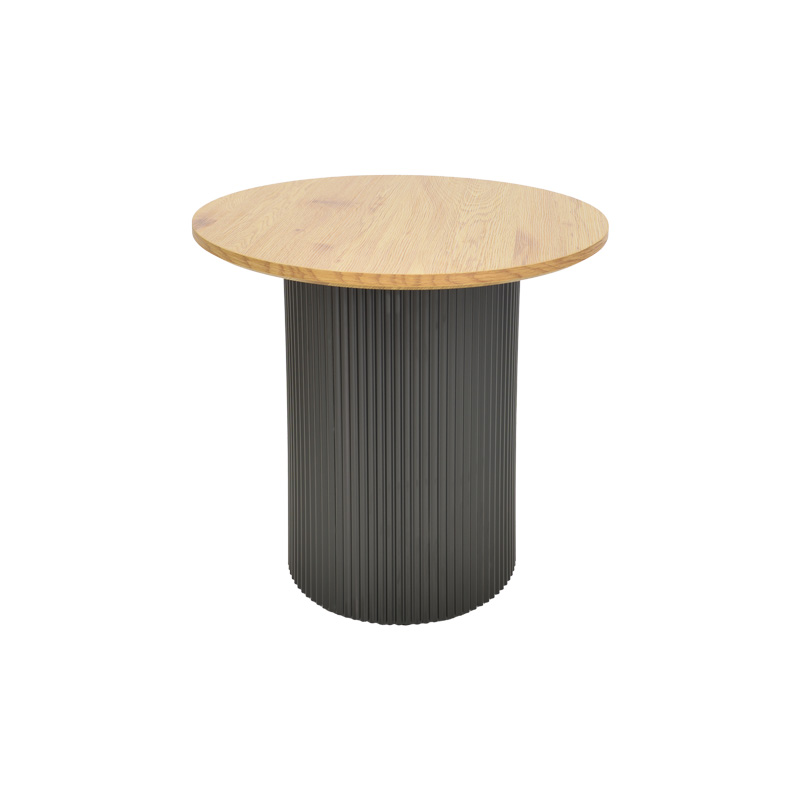 Βοηθητικό τραπέζι Dovel pakoworld mdf σε sonoma -μαύρο μέταλλο Φ50x50εκ 2