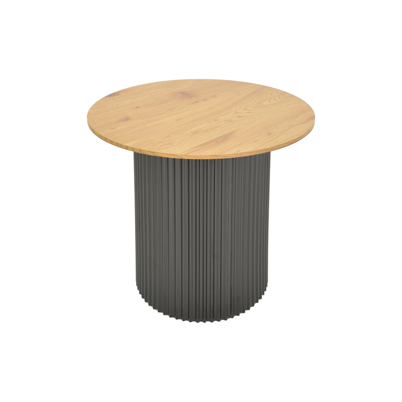Βοηθητικό τραπέζι Dovel pakoworld mdf σε sonoma -μαύρο μέταλλο Φ50x50εκ 3