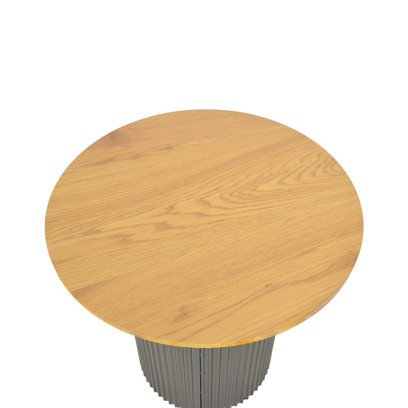 Βοηθητικό τραπέζι Dovel pakoworld mdf σε sonoma -μαύρο μέταλλο Φ50x50εκ 4