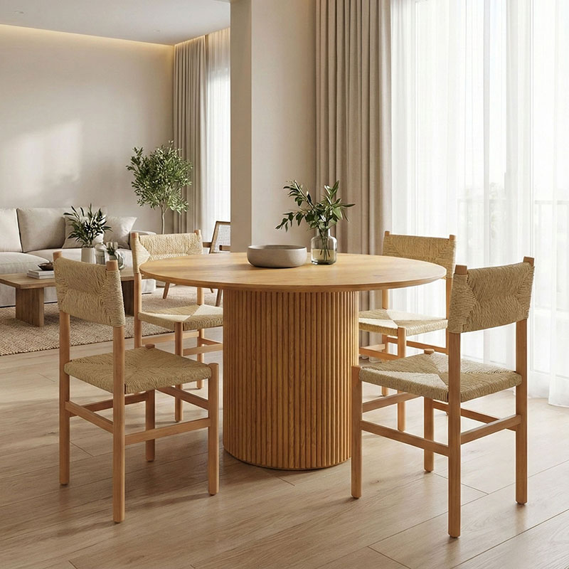 Τραπέζι Karulo pakoworld mdf σε sonoma απόχρωση Φ120x76εκ 2