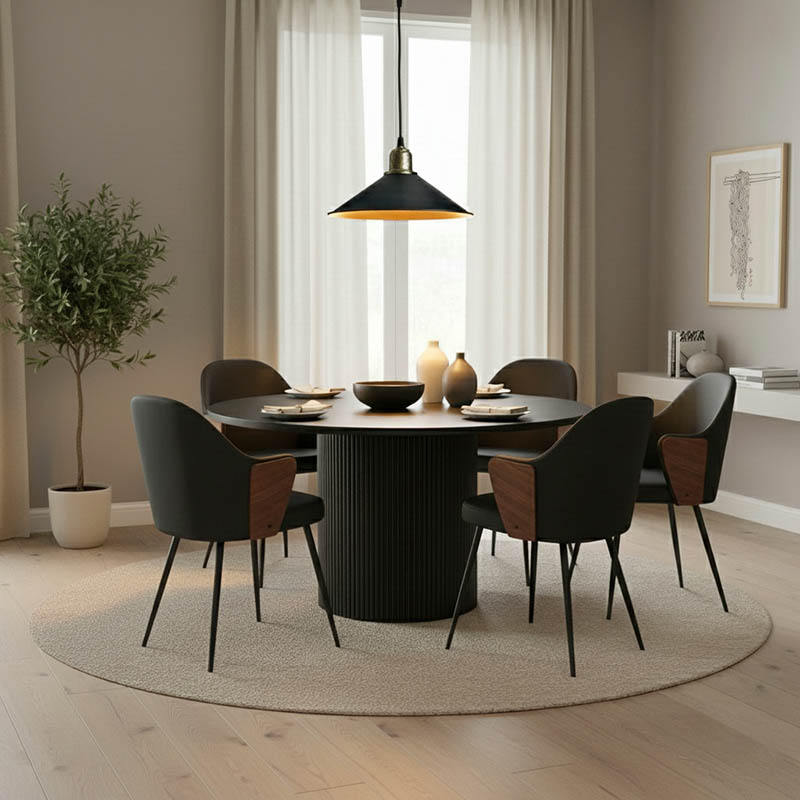 Τραπέζι Karulo pakoworld mdf σε μαύρη απόχρωση Φ120x76εκ 1