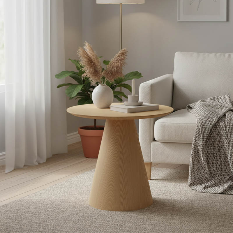 Βοηθητικό τραπέζι Donda pakoworld mdf-μέταλλο sonoma Φ45x46εκ 1