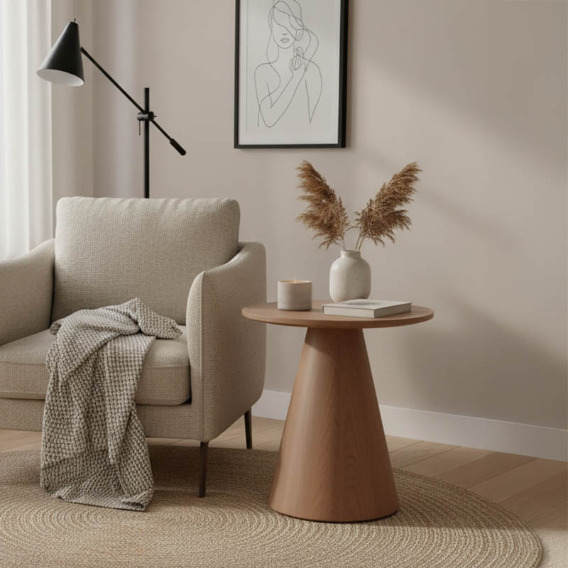 Βοηθητικό τραπέζι Donda pakoworld mdf-μέταλλο καρυδί Φ45x46εκ 1