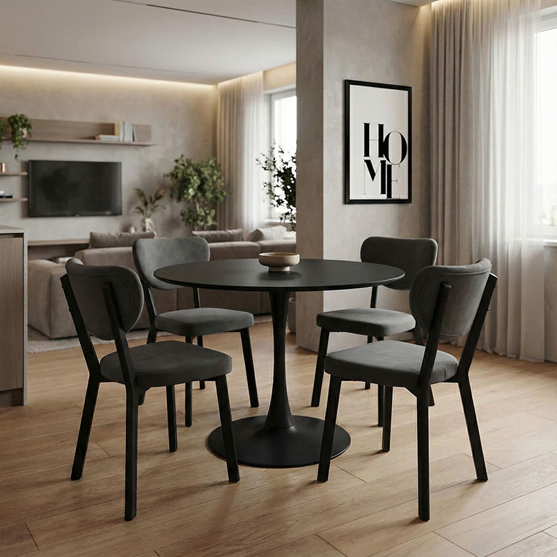 Tραπέζι Balou pakoworld mdf σε μαύρη απόχρωση Φ80x73εκ 2