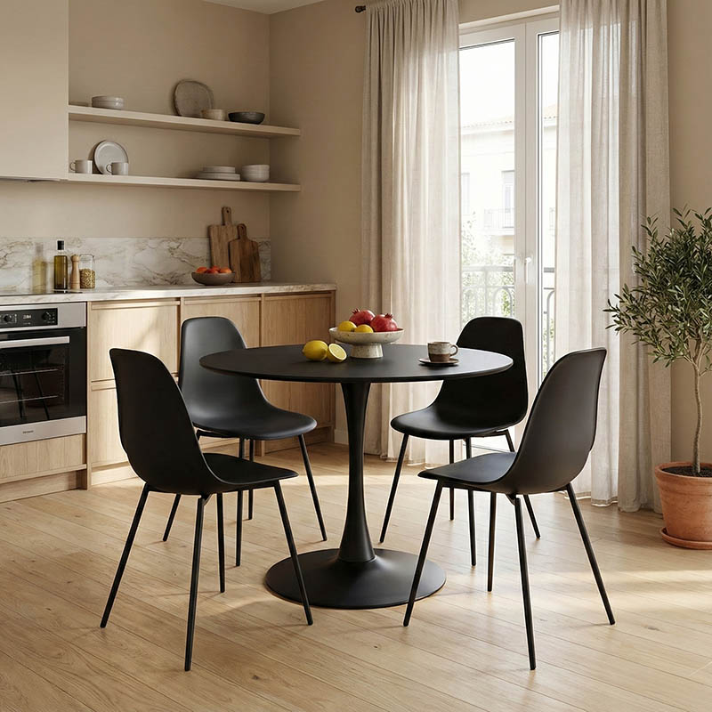 Tραπέζι Balou pakoworld mdf σε μαύρη απόχρωση Φ100x73εκ 2