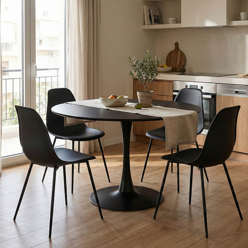 Tραπέζι Balou pakoworld mdf σε μαύρη απόχρωση Φ120x73εκ 2