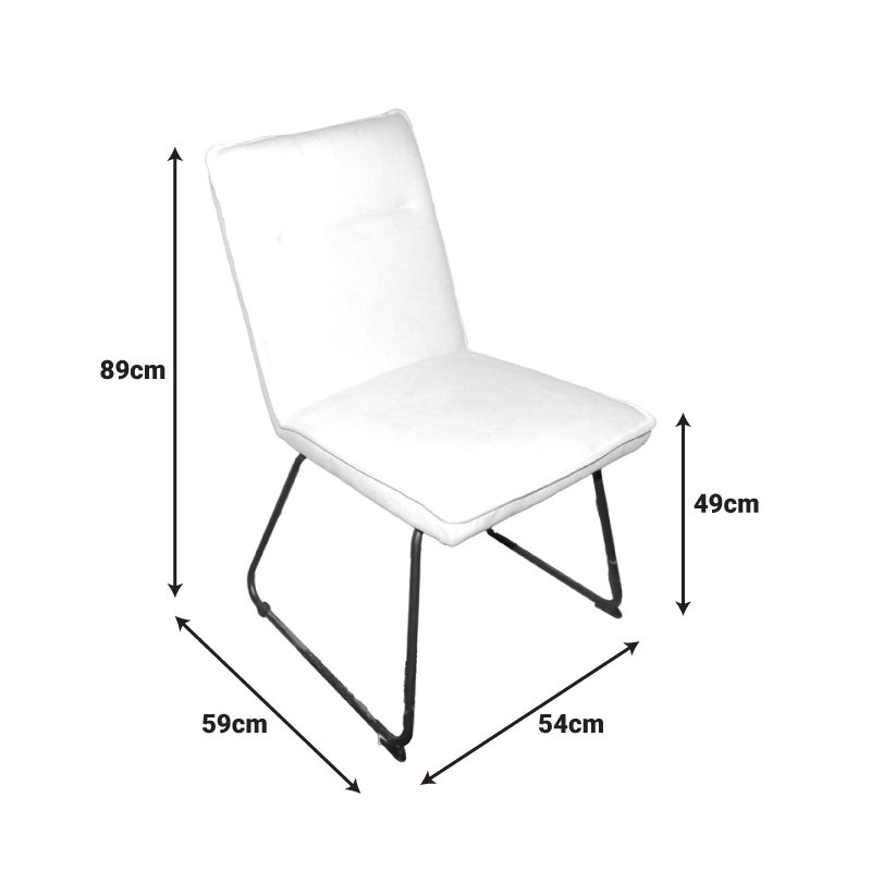 Καρέκλα Essential pakoworld ύφασμα λευκό-πόδι μάυρο μεταλλικό 54x59x89εκ 2