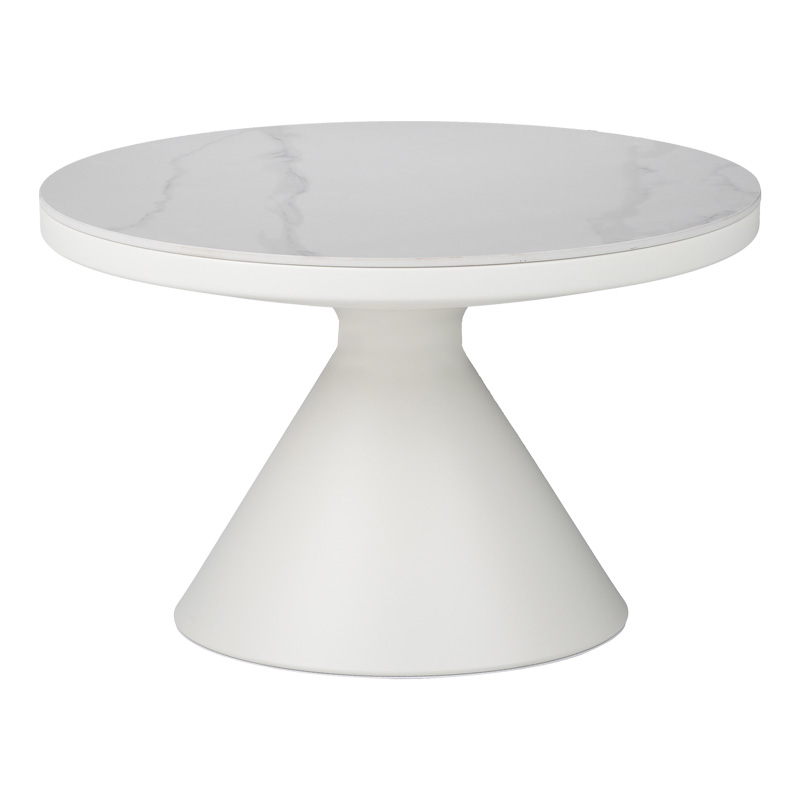 Βοηθητικά τραπέζια Coozlin Inart sintered stone σε απόχρωση λευκό μαρμάρου με λευκό μέταλλο 5