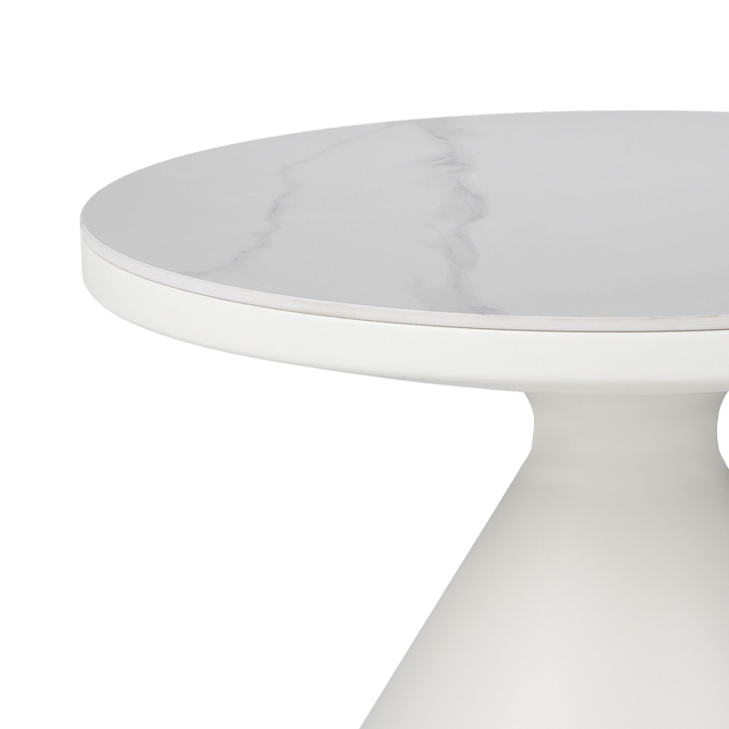 Βοηθητικά τραπέζια Coozlin Inart sintered stone σε απόχρωση λευκό μαρμάρου με λευκό μέταλλο 6