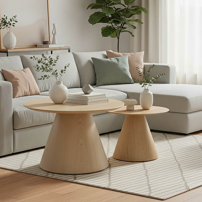 Tραπέζια σαλονιού Donda pakoworld mdf μέταλλο σετ 2τεμ. sonoma 1