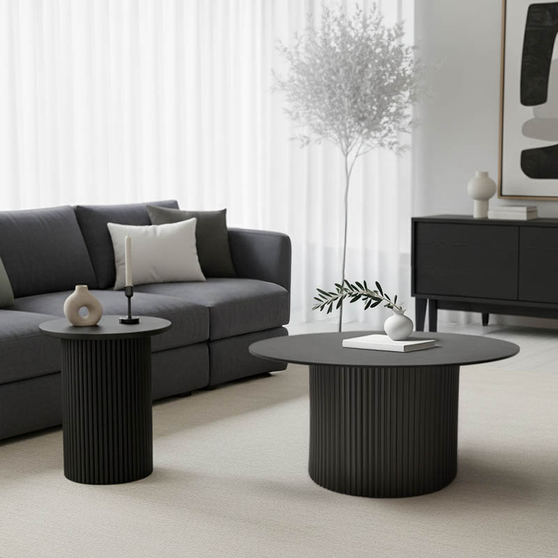 Tραπέζια σαλονιού Dovel pakoworld mdf-μεταλλο σετ 2τεμ. μαύρο 1