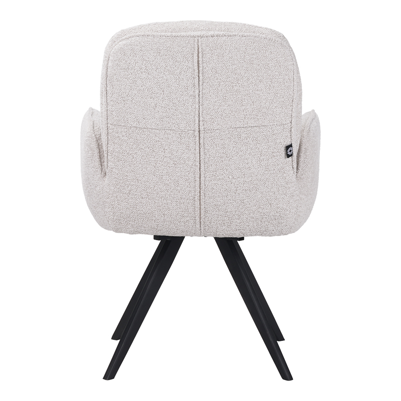 Πολυθρόνα περιστρεφόμενη Novo pakoworld ύφασμα λευκό μπουκλε-πόδια μαύρο μεταλλικό 65.5x60x90εκ 5