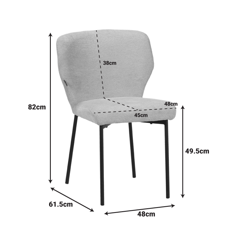 Καρέκλα Mavier pakoworld ανθρακί ύφασμα με πόδια μαύρο μεταλλικό 48x61.5x82εκ 6