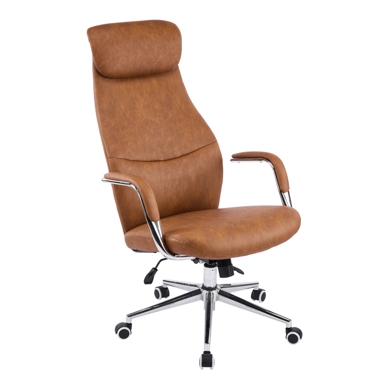 Καρέκλα γραφείου διευθυντή Ferka pakoworld καφέ pu 64x71x120-128εκ 4
