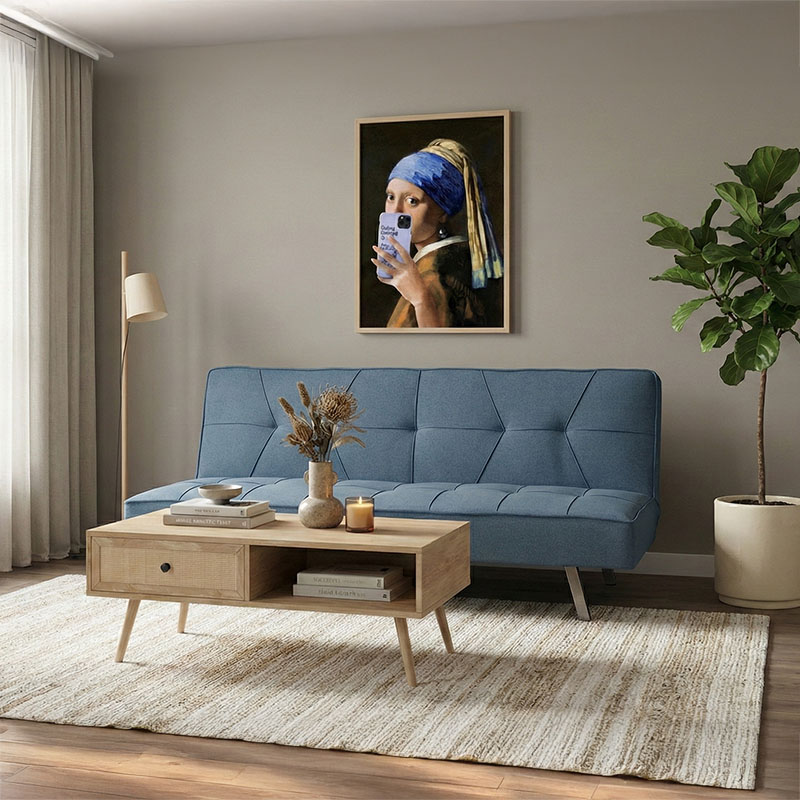 Καναπές-κρεβάτι Travis pakoworld 3θέσιος με ύφασμα ανοικτό μπλε 175x83x74εκ 1