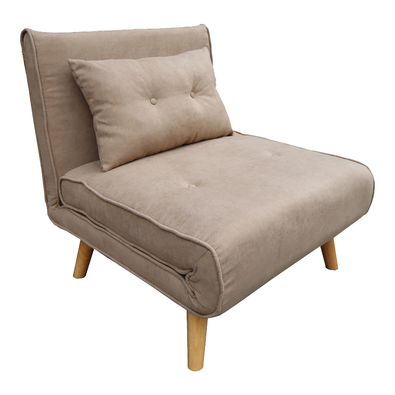 Πολυθρόνα-κρεβάτι Josuane pakoworld μπεζ ύφασμα και ξύλινο πόδι σε φυσική απόχρωση 77x80x81εκ 1