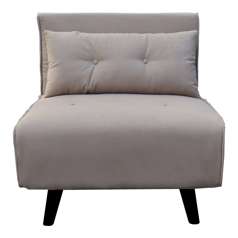 Πολυθρόνα-κρεβάτι Josuane pakoworld γκρι μπεζ βελούδο και ξύλινο πόδι σε μαύρη απόχρωση 78x80x81εκ 4