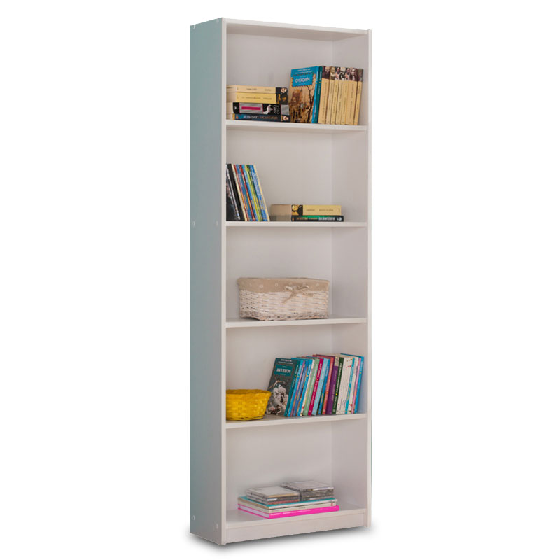 Βιβλιοθήκη Max pakoworld σε λευκό χρώμα 58x23x170εκ 2