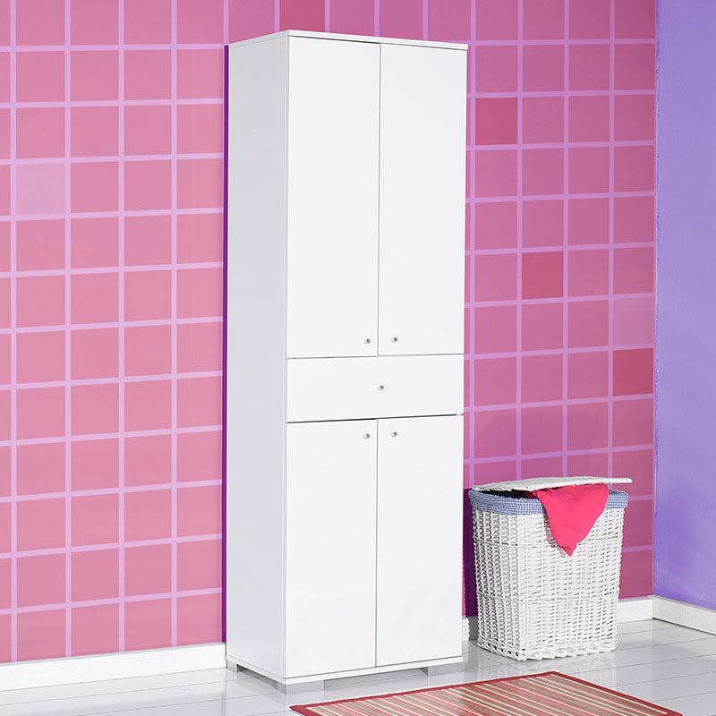 Ντουλάπα Chad pakoworld με συρτάρι λευκό gloss 60x40x187εκ 2