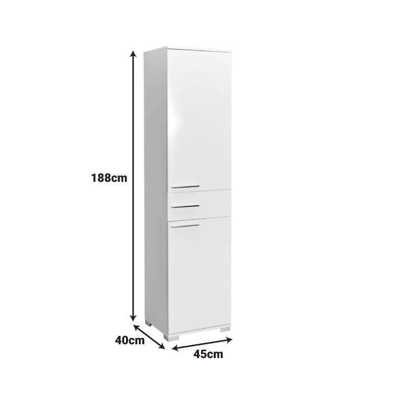 Ντουλάπα Chad pakoworld με συρτάρια λευκό gloss 45x40x188εκ 6