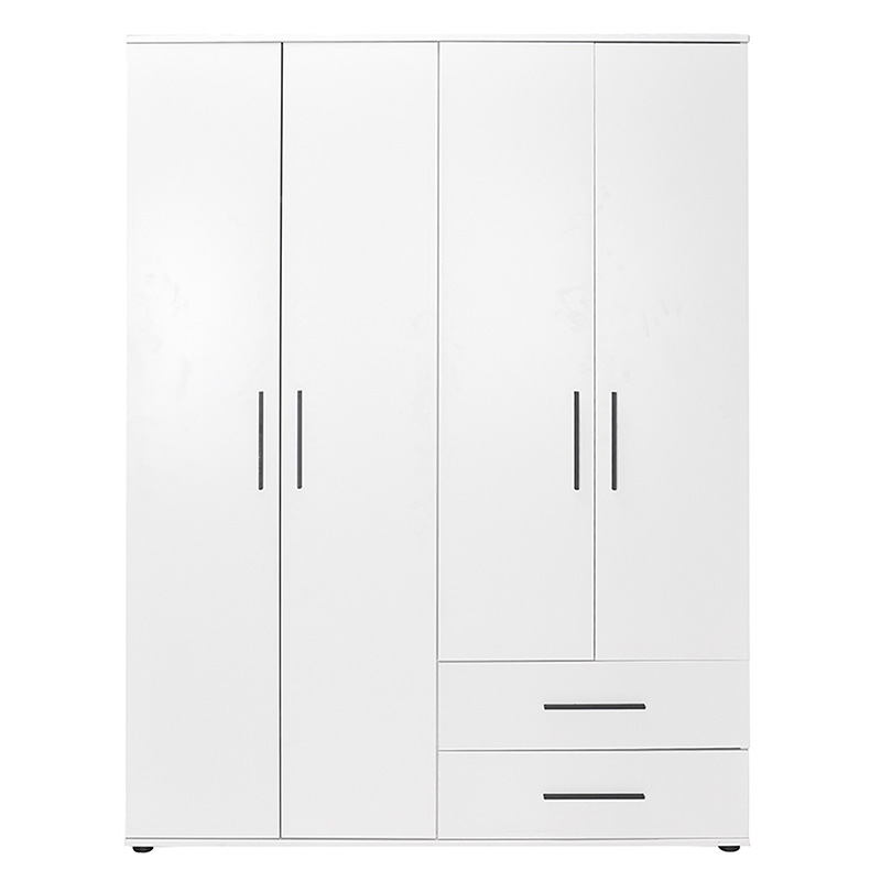 Ντουλάπα ρούχων Dynamic pakoworld τετράφυλλη με συρτάρια χρώμα λευκό 137x52x187εκ 4