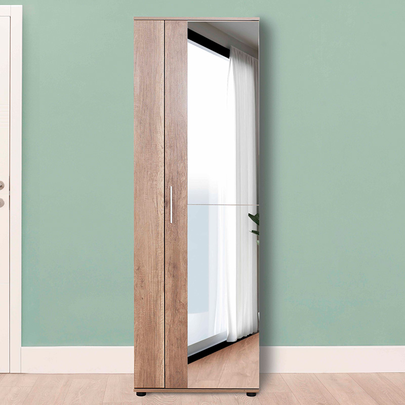 Έπιπλο εισόδου-παπουτσοθήκη Porto pakoworld με καθρέπτη 25 ζεύγων φυσικό 60x36x187εκ 4