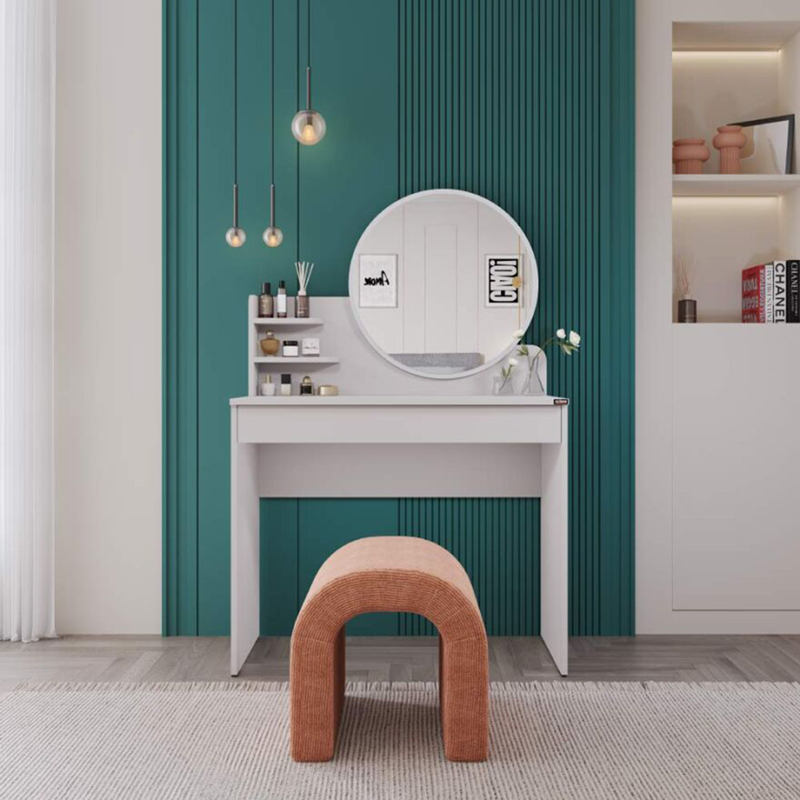 Τουαλέτα κρεβατοκάμαρας με καθρέπτη Nashi pakoworld σε mink απόχρωση 90x45x138εκ 2