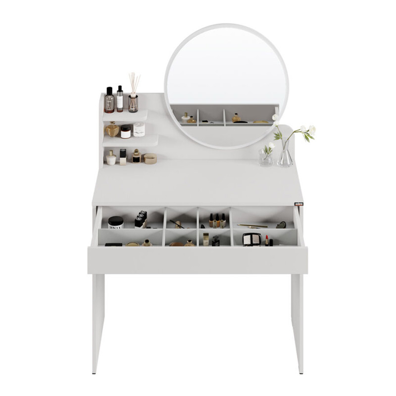 Τουαλέτα κρεβατοκάμαρας με καθρέπτη Nashi pakoworld σε mink απόχρωση 90x45x138εκ 3