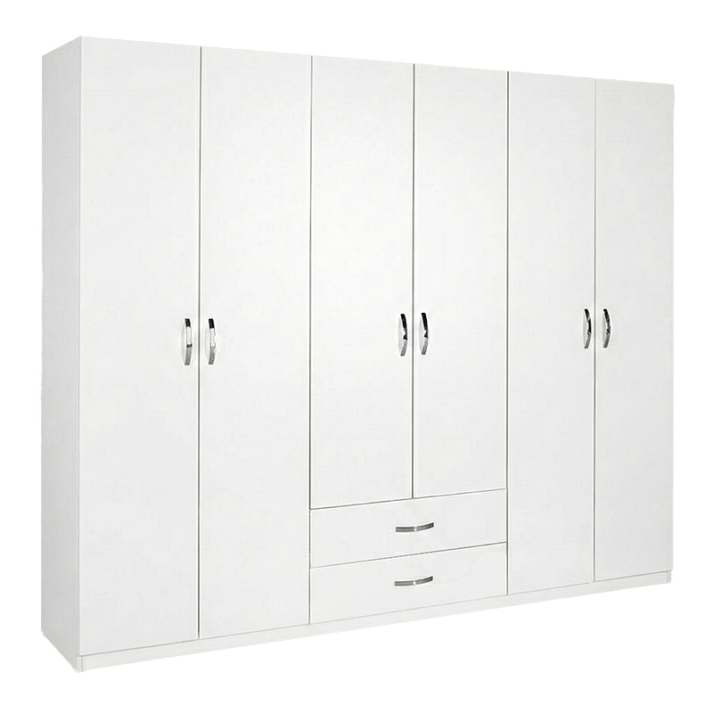 Ντουλάπα ρούχων Dormie pakoworld εξάφυλλη με συρτάρια σε λευκή απόχρωση 206x52x213εκ 1