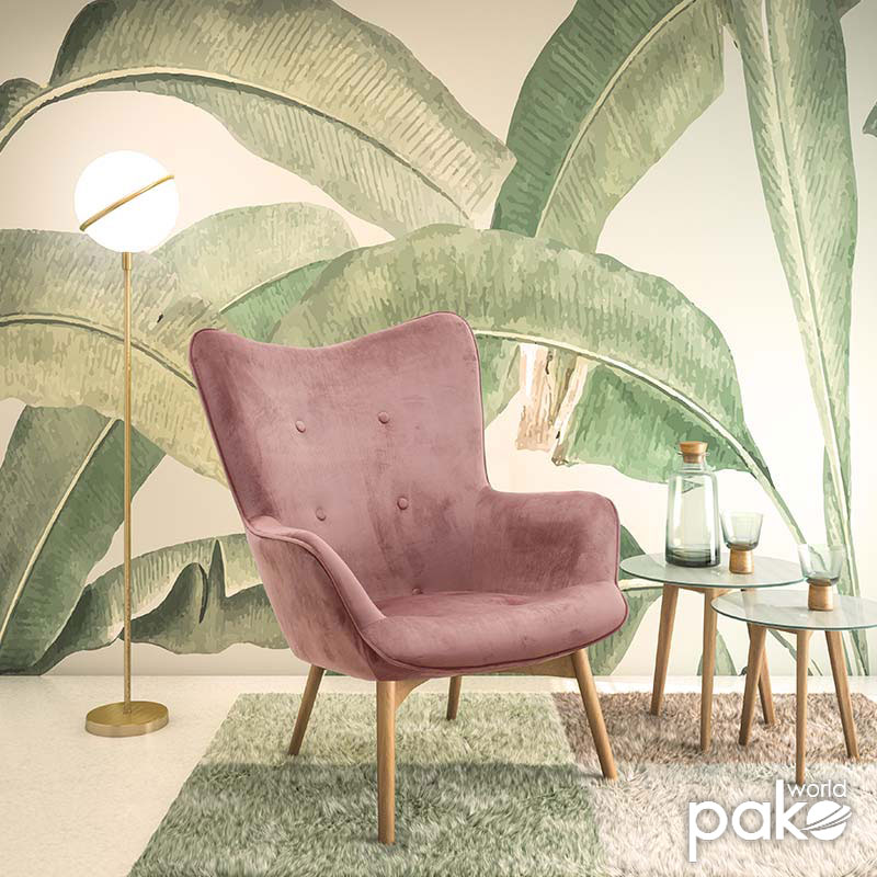 Πολυθρόνα Kido pakoworld βελούδο χρώμα σάπιο μήλο 2