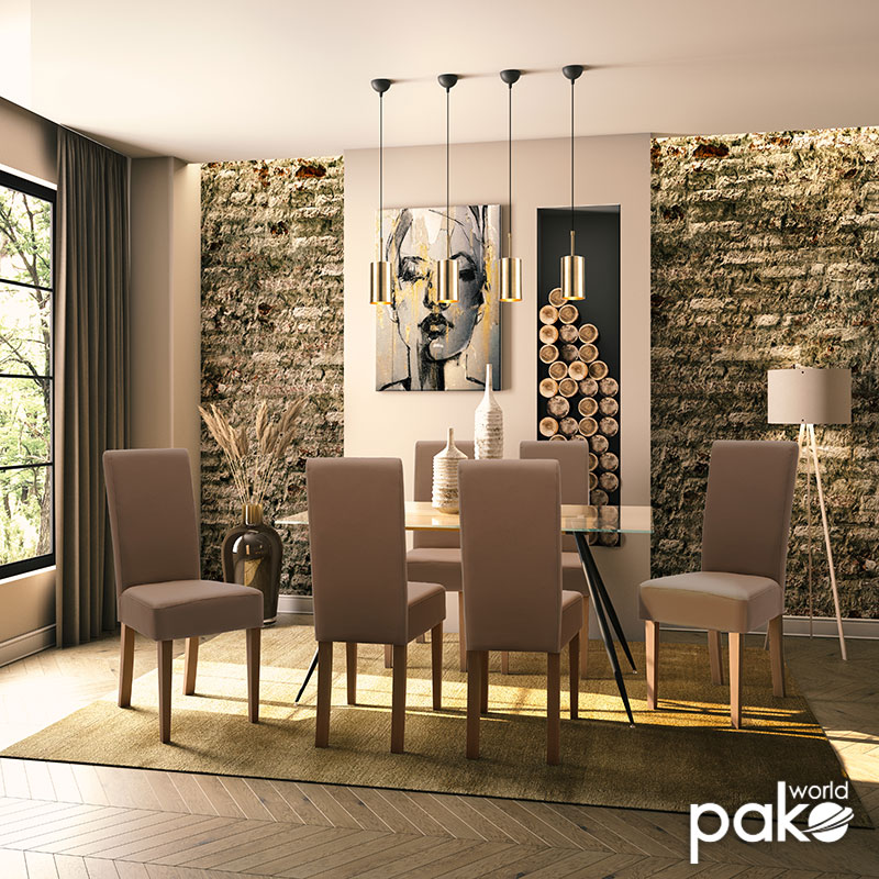 Καρέκλα Ditta pakoworld PU ανοικτό καφέ-πόδι μασίφ ξύλο καρυδί 2