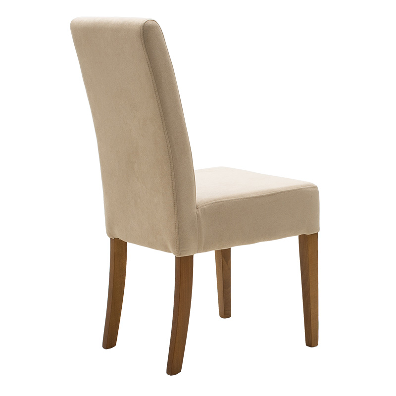 Καρέκλα Ditta pakoworld ύφασμα εκρού-πόδι μασίφ ξύλο καρυδί 3