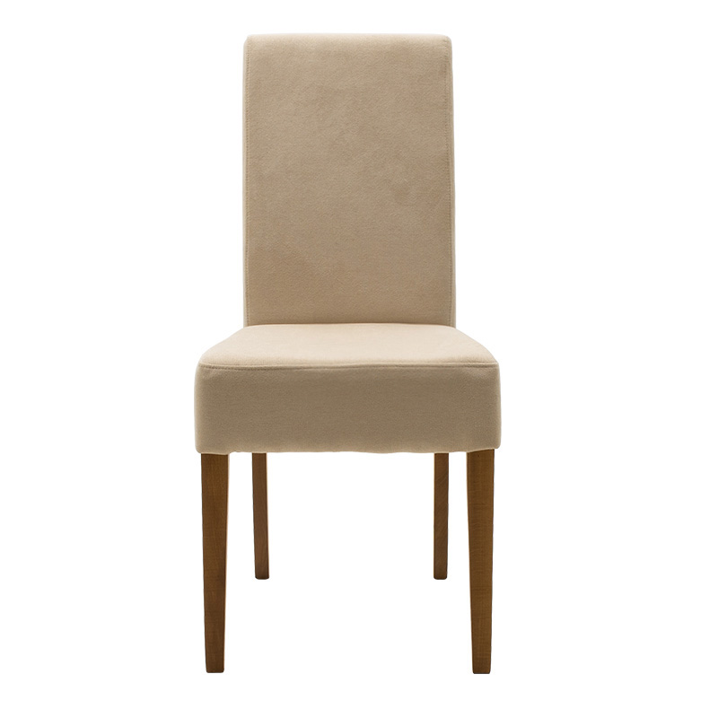 Καρέκλα Ditta pakoworld ύφασμα εκρού-πόδι μασίφ ξύλο καρυδί 5