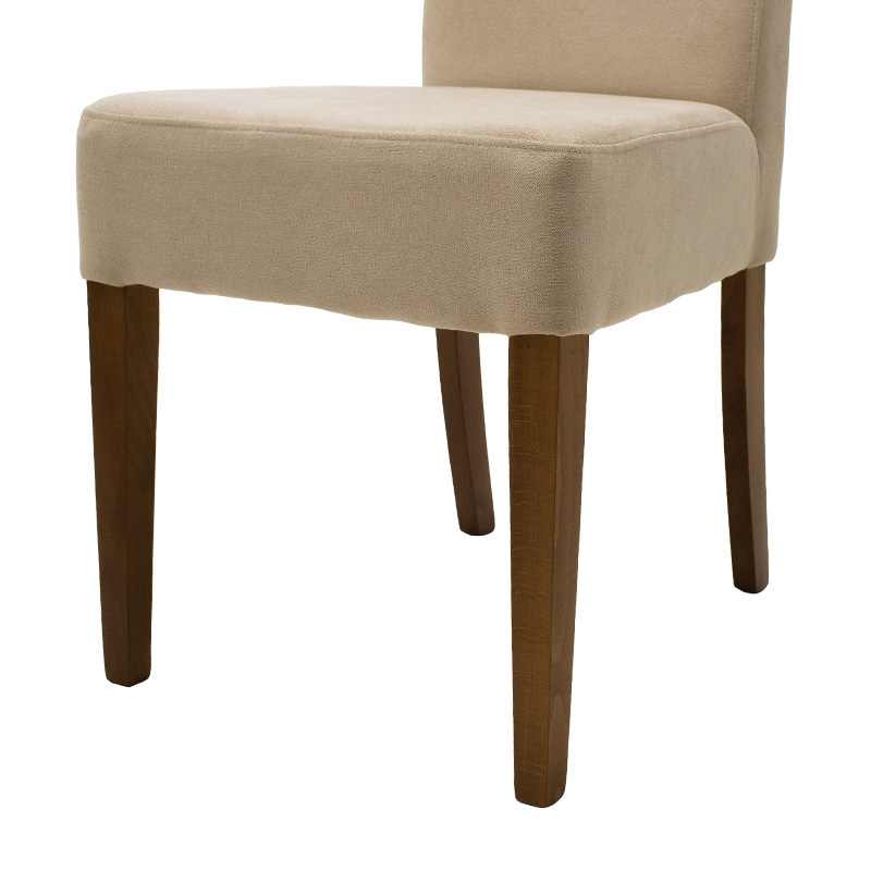 Καρέκλα Ditta pakoworld ύφασμα εκρού-πόδι μασίφ ξύλο καρυδί 7