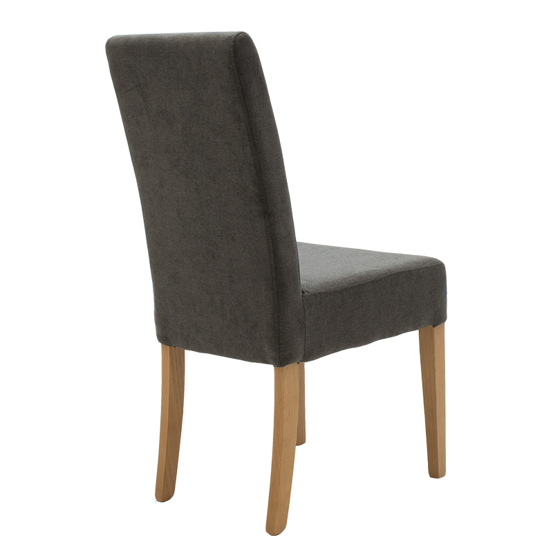 Καρέκλα Ditta pakoworld ύφασμα ανθρακί-πόδι μασίφ ξύλο sonoma 2