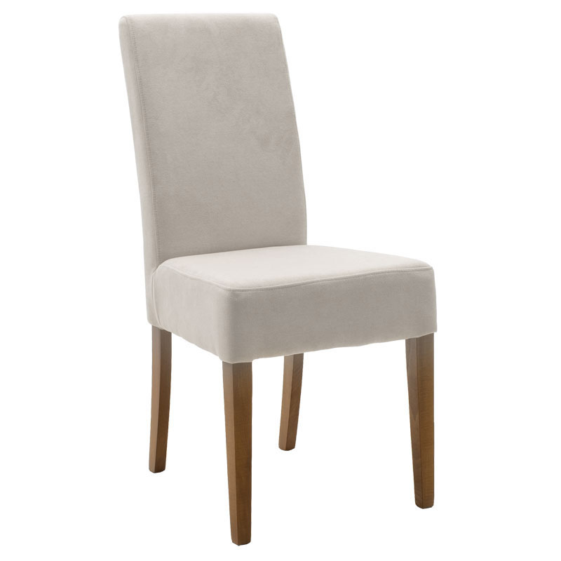 Καρέκλα Ditta pakoworld ύφασμα γκρι-πόδι μασίφ ξύλο καρυδί 1