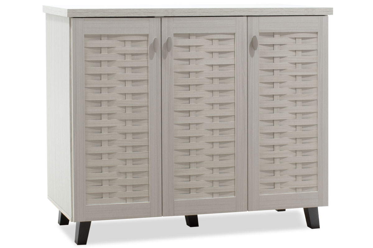 Παπουτσοθήκη-ντουλάπι MANTAM pakoworld 16 ζεύγων χρώμα λευκό-γκρι 115,5x40x92εκ 2