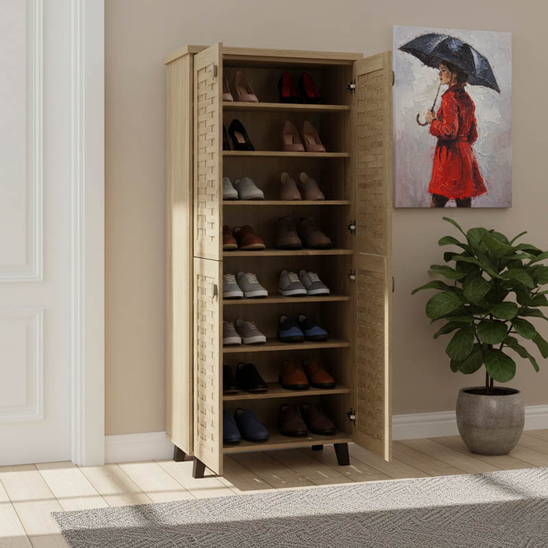 Παπουτσοθήκη-ντουλάπα MANTAM pakoworld 24 ζεύγων χρώμα sonoma 78x40x170,5εκ 1