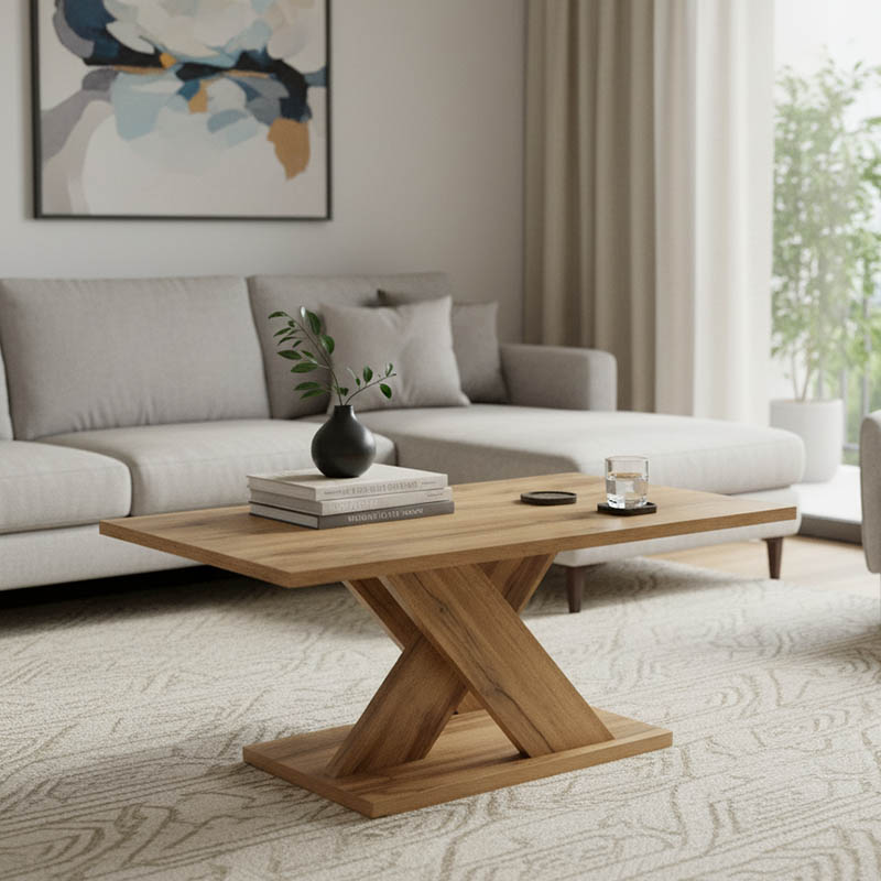 Τραπέζι σαλονιού Solange pakoworld χρώμα sonoma 110x55x47.5εκ 1