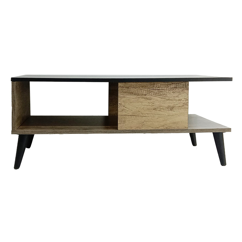 Τραπέζι σαλονιού Moses pakoworld χρώμα μαύρο μαρμάρου-καρυδί 90x54x37.5εκ 3