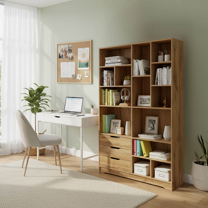 Βιβλιοθήκη Lucinda pakoworld oak 120x29.8x180.5εκ 1