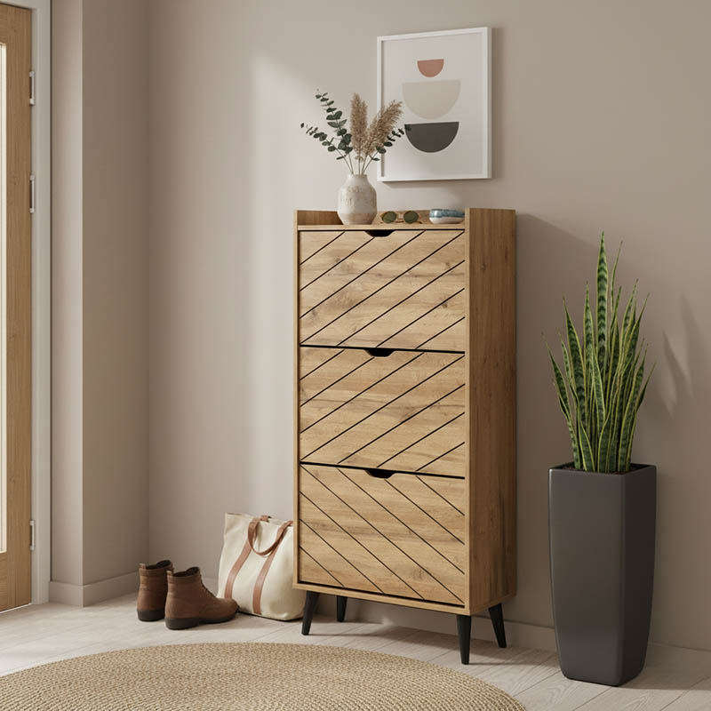 Παπουτσοθήκη Thelma pakoworld 12 ζεύγων oak 60x23.8x131.6εκ 1
